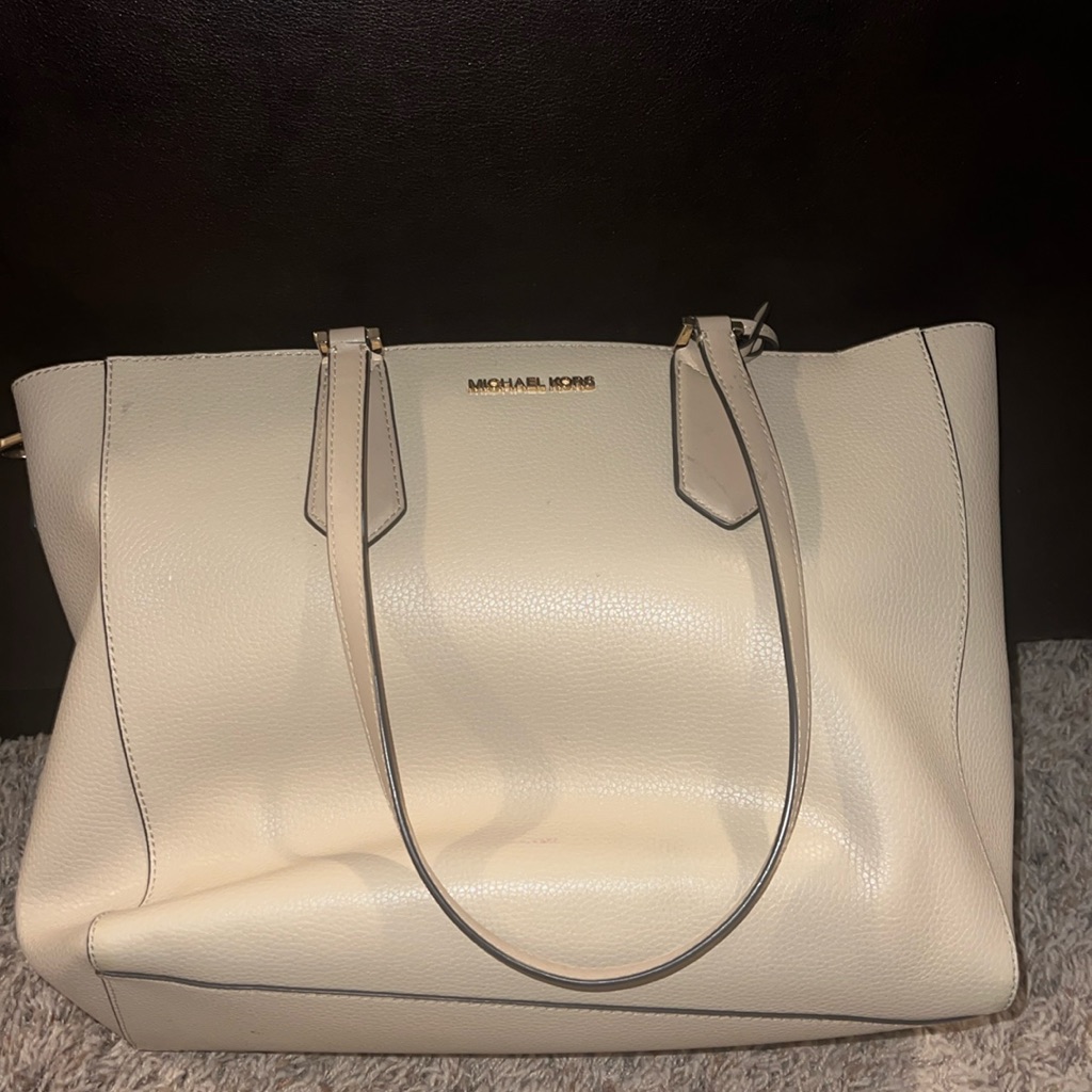 Tan Tote With Clip In Separate Clutch